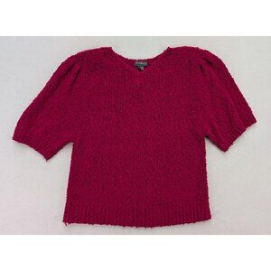 Yarnworks Vintage 90s Women's Sweater Size 42 Raspberry Pink Short Sleeve